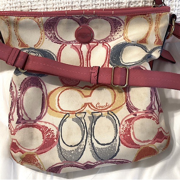 Coach Signature Design Logo shoulder bag, Pink Multicolor - Picture 3 of 6